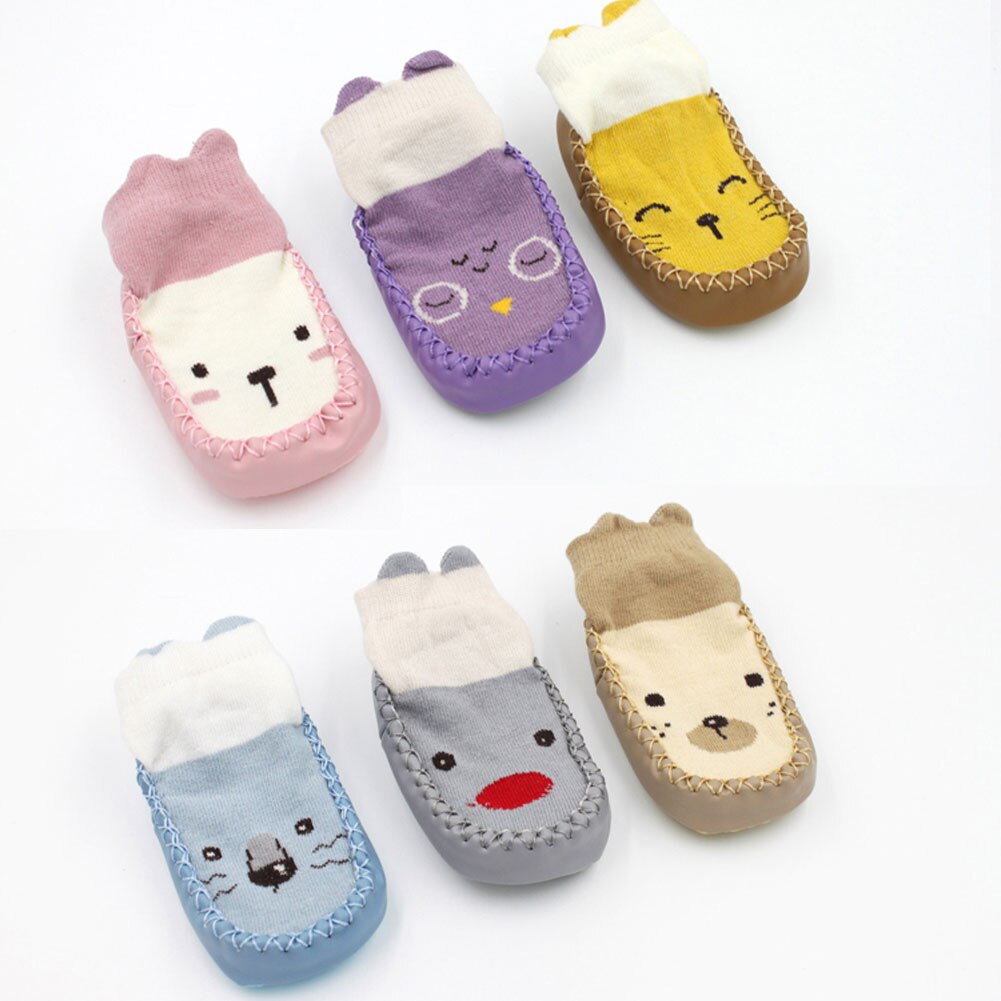 2020 Baby Cute Socks Autumn Spring Children Floor Socks Shoes Anti Slip Soft Sole Patchwork Cartoon Sock New 0-24M - Amazhona 