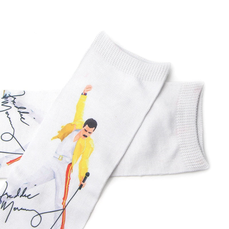 Freddie Mercury Socks Men Women Casual Non Slip Breathable Comfortable Middle Tube Socks Christmas Gift for Fans Beatles Socks - Amazhona 