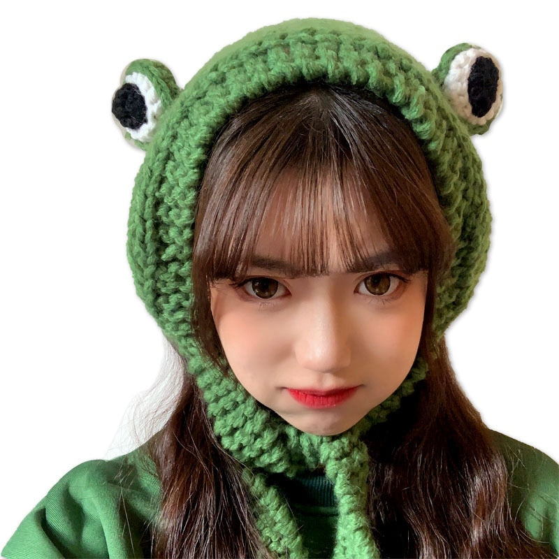 Fashion Frog Hat Beanies Knitted Winter Hat Solid Hip-hop Skullies Knitted Hat Cap Costume Accessory Gifts Warm Winter Bonnet - Amazhona 