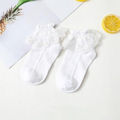 Summer Fashion Kids Socks Baby Girl Ruffle Sock Cute Baby Frilly  Toddle Designer White Pink Lace Kid Cotton Socks For Girls - Amazhona 