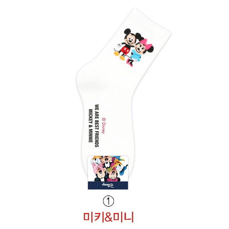 Disney Casual Ladies Socks Cartoon Minnie Mickey Donald Duck Pattern Socks Winnie The Bear In The Tube Cotton Socks - Amazhona 