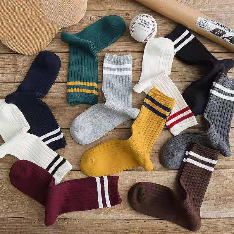 Japanese Loose Socks High School Girls Harajuku Socks Solid Colors Needles Knitting Striped Cotton Socks Women yellow blue black - Amazhona 