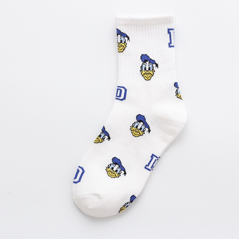 Disney Casual Cute women Scoks ckey Duck ladies Socks Cotton happy Funny street adult Middle tube sockCartoon animal Mi - Amazhona 