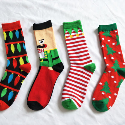 New 2020 Autumn Winter Socks Men Santa Claus Pattern Happy Socks Cotton Short Cartoon Deer Christmas Socks New Year Gift - Amazhona 