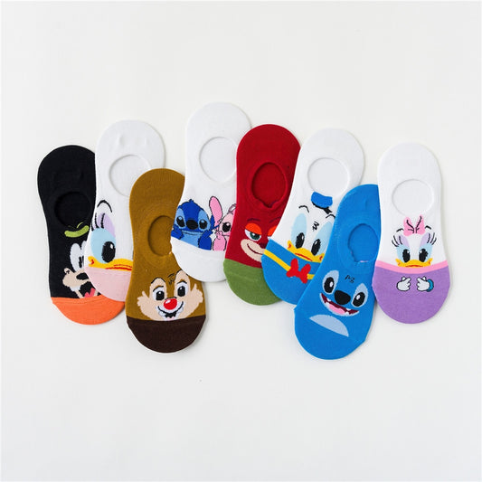 Disney Cartoon Short Socks Slipper Stitch Boat Socks Printed Happy Invisible Summer Mickey Mouse Women Cotton Socks - Amazhona 