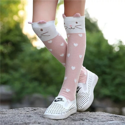 3-12Years Length Baby Girl Socks Winter Warm Cotton Socks For Girls Winter Warm Baby Girl Socks for Children Knee High Christmas - Amazhona 