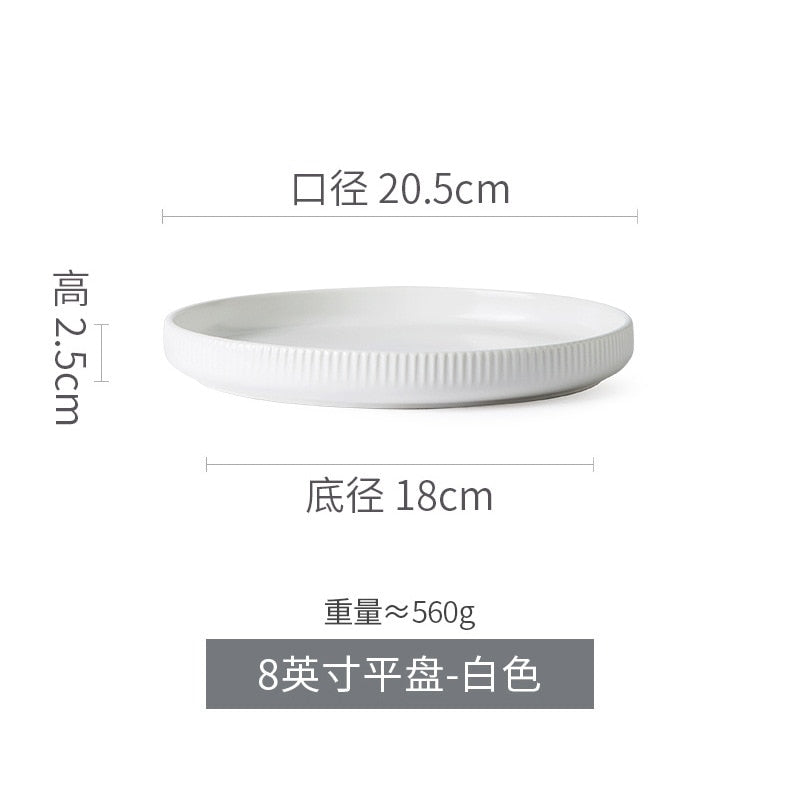 Nordic Ceramic Tableware Matte Glazed Japanese Style Ins Style Dishes Sets Salad Soup Bowl Flat Plate Dinnerware - Amazhona 