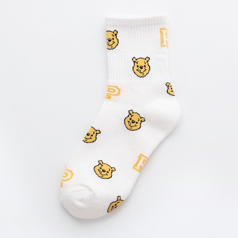 Disney Casual Cute women Scoks ckey Duck ladies Socks Cotton happy Funny street adult Middle tube sockCartoon animal Mi - Amazhona 