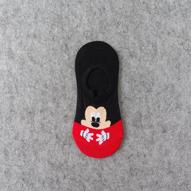 Disney Cartoon Short Socks Slipper Stitch Boat Socks Printed Happy Invisible Summer Mickey Mouse Women Cotton Socks - Amazhona 