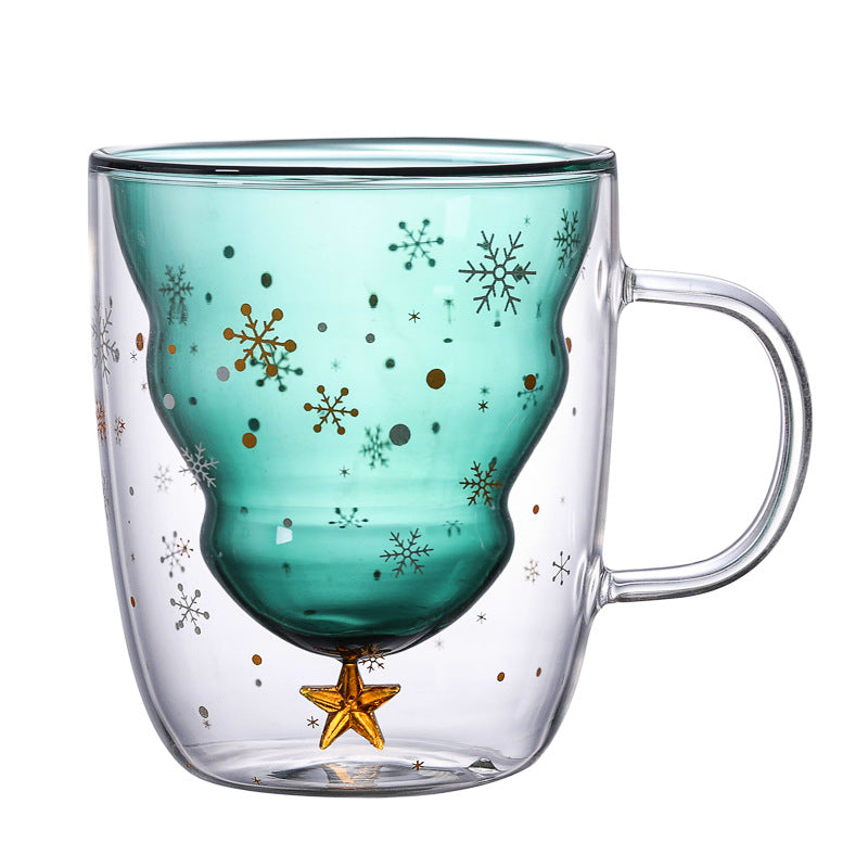 High Borosilicate Christmas Tree Double Glass Water Cup - Amazhona 