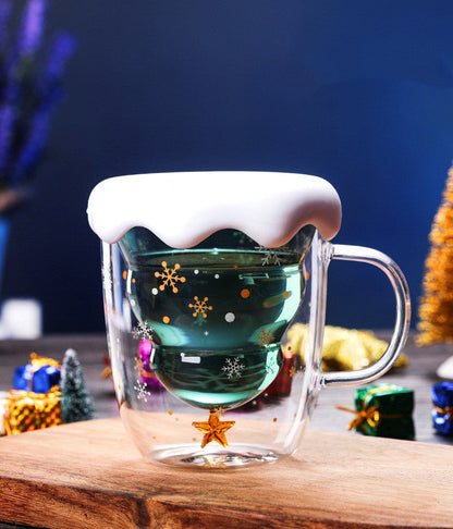 High Borosilicate Christmas Tree Double Glass Water Cup - Amazhona 