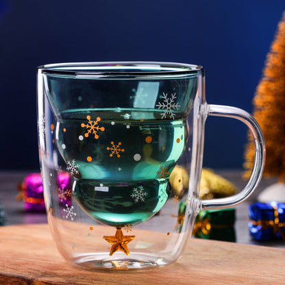 High Borosilicate Christmas Tree Double Glass Water Cup - Amazhona 