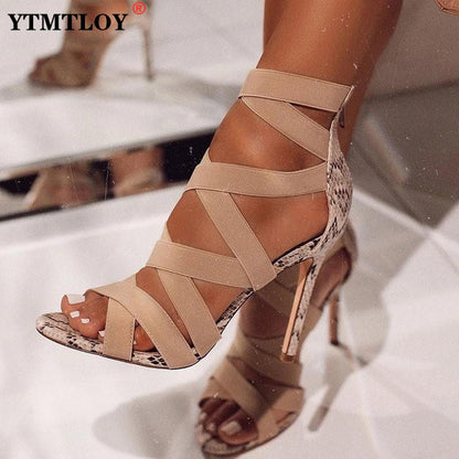 High Heel Sandal for Women Female Shoe Buckle Summer High-heeled Girls Comfort New Fashion Stiletto Strap  Peep Toe Open - Amazhona 