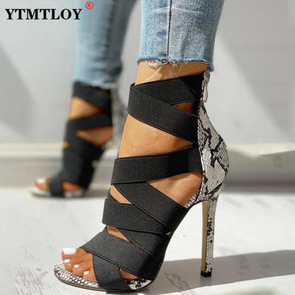 High Heel Sandal for Women Female Shoe Buckle Summer High-heeled Girls Comfort New Fashion Stiletto Strap  Peep Toe Open - Amazhona 