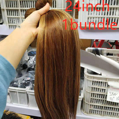 Highlight bundles with closure straight brazilian human hair - Amazhona 