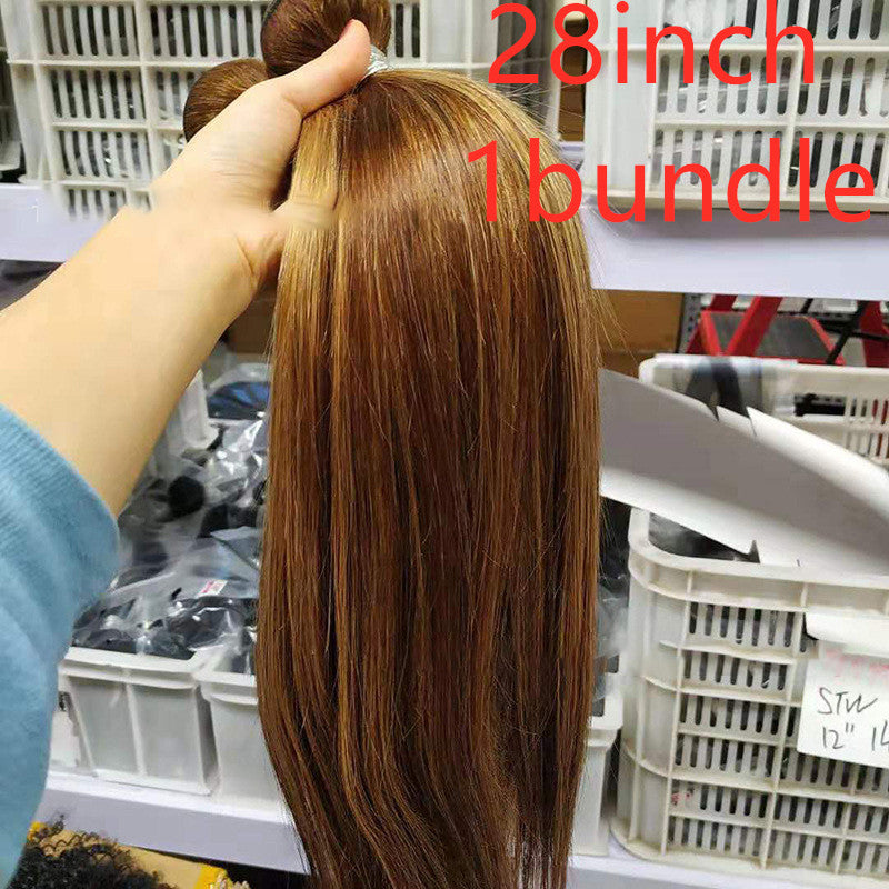 Highlight bundles with closure straight brazilian human hair - Amazhona 