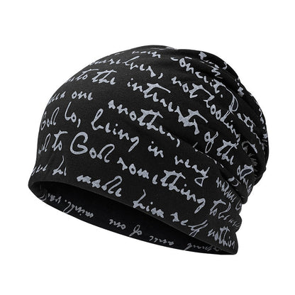 Hip Hop Skullies Beanies Letter Print Men's Goth Bonnet Hat Cap Thin Autumn Streetwear Women's Cotton Winter Nightcap Head Wrap - Amazhona 