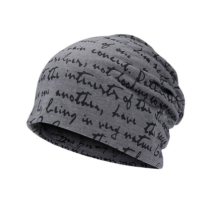 Hip Hop Skullies Beanies Letter Print Men's Goth Bonnet Hat Cap Thin Autumn Streetwear Women's Cotton Winter Nightcap Head Wrap - Amazhona 