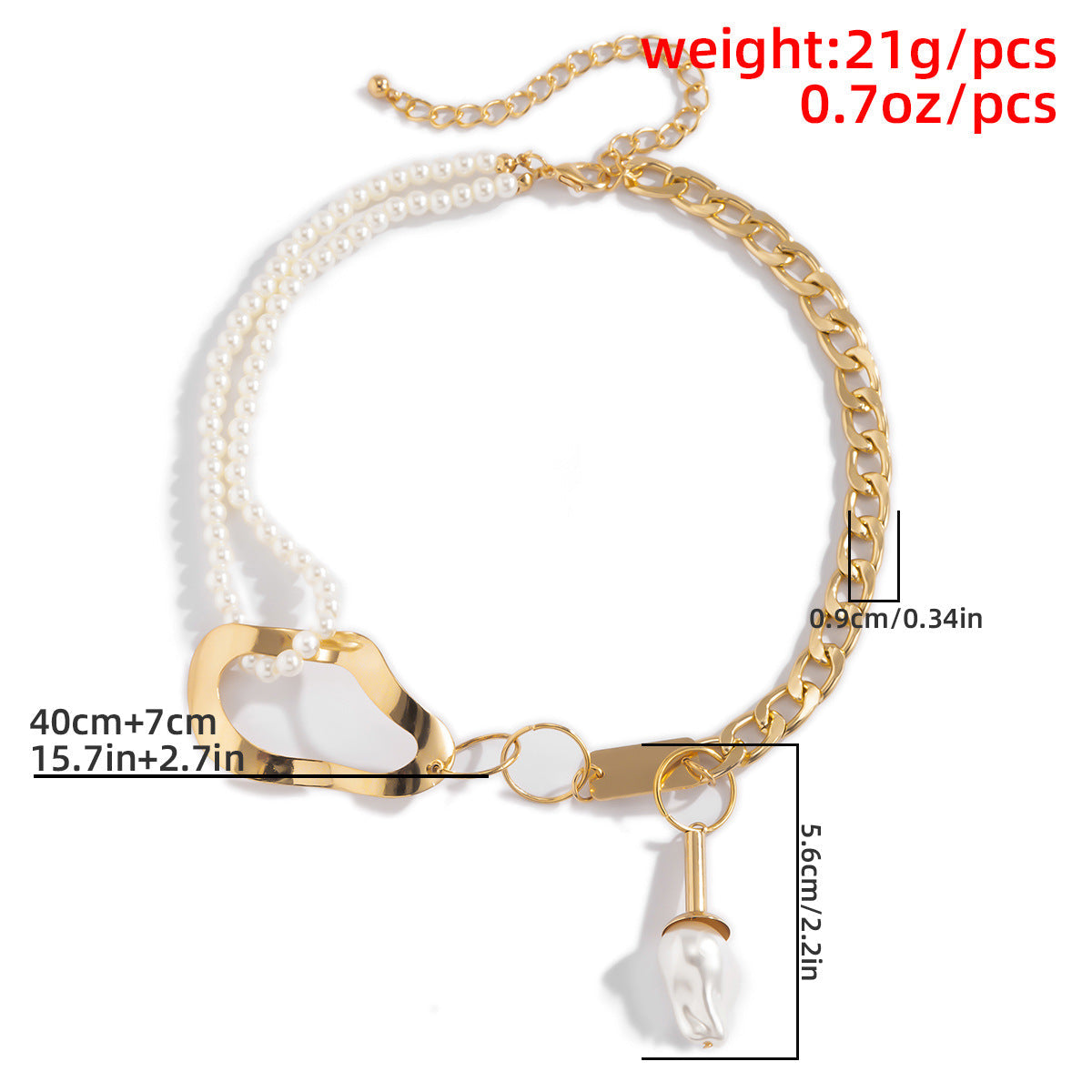 Hip-hop Shaped  Pearl Stitching Clavicle Chain - Amazhona 