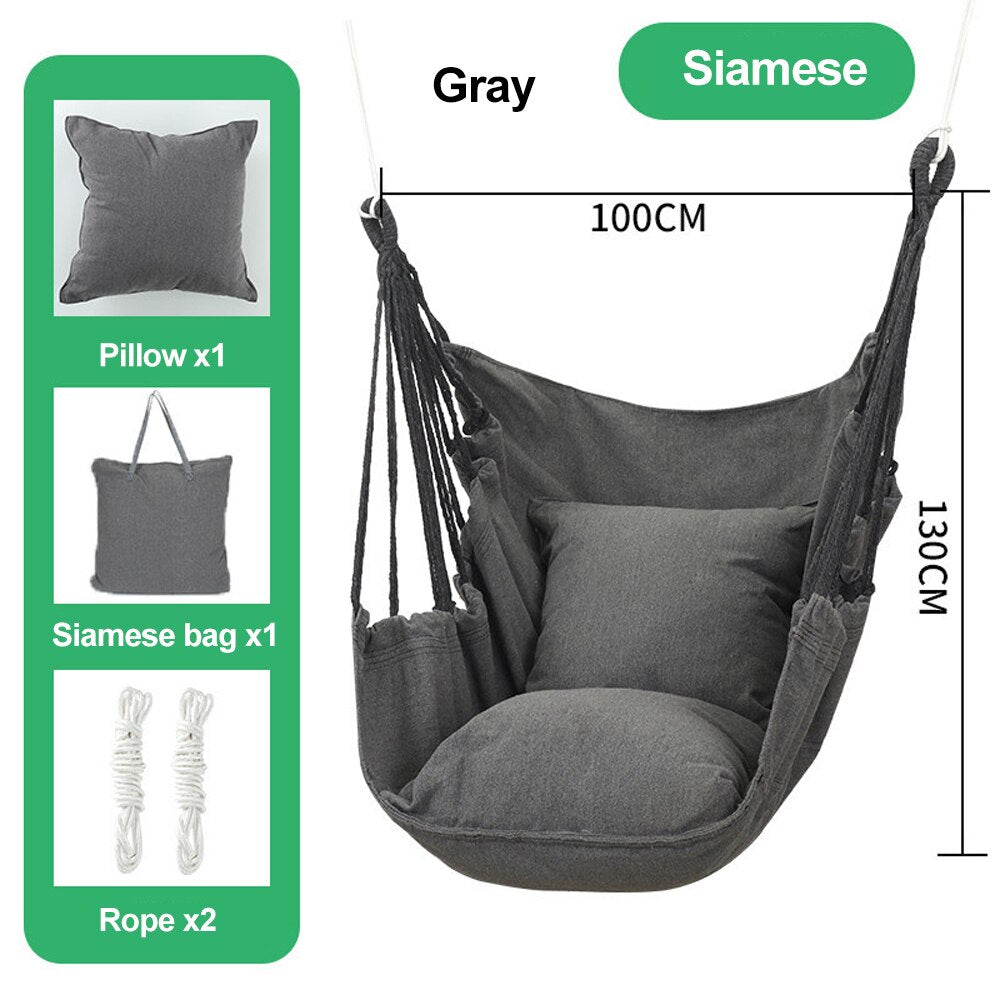 HooRu Camping Swing Chair Outdoor Portable Folding Hammock Chair with Pillow Picnic Garden Bedroom Relax Hanging Seat Furniture - Amazhona 