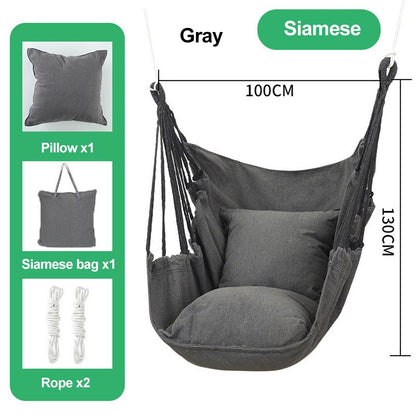 HooRu Camping Swing Chair Outdoor Portable Folding Hammock Chair with Pillow Picnic Garden Bedroom Relax Hanging Seat Furniture - Amazhona 