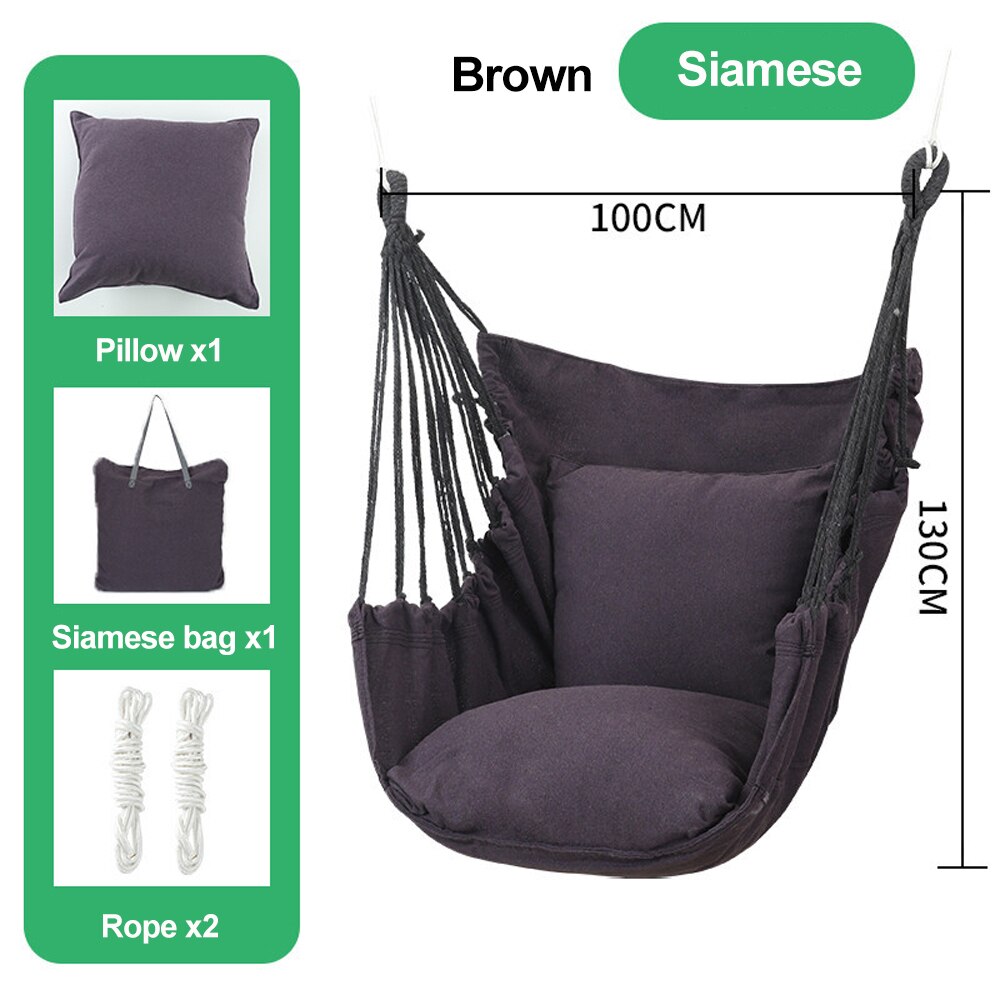 HooRu Camping Swing Chair Outdoor Portable Folding Hammock Chair with Pillow Picnic Garden Bedroom Relax Hanging Seat Furniture - Amazhona 