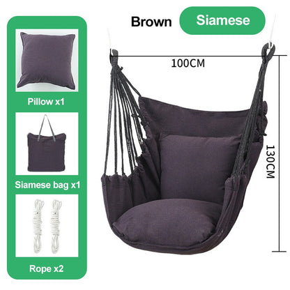 HooRu Camping Swing Chair Outdoor Portable Folding Hammock Chair with Pillow Picnic Garden Bedroom Relax Hanging Seat Furniture - Amazhona 