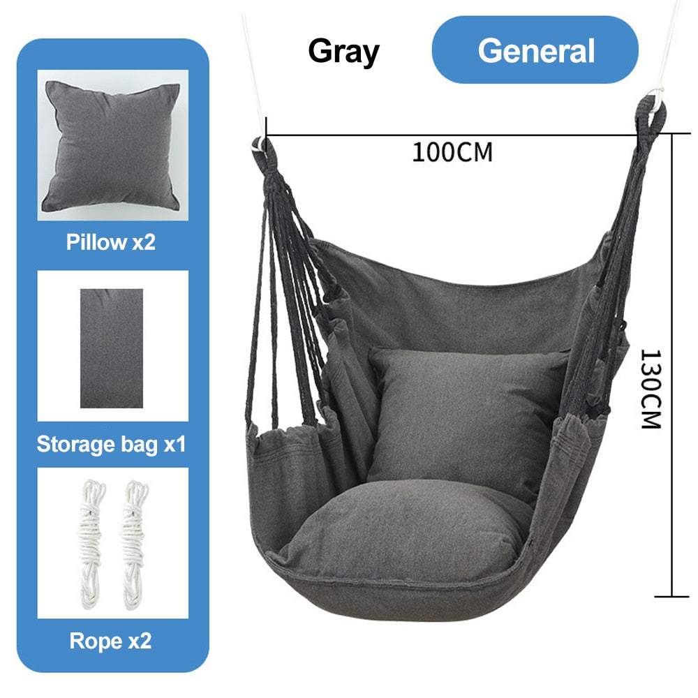 HooRu Camping Swing Chair Outdoor Portable Folding Hammock Chair with Pillow Picnic Garden Bedroom Relax Hanging Seat Furniture - Amazhona 