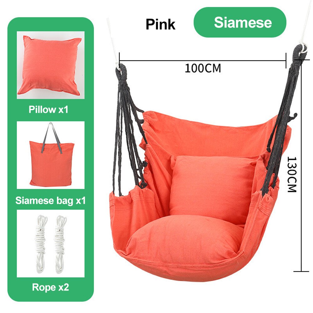 HooRu Camping Swing Chair Outdoor Portable Folding Hammock Chair with Pillow Picnic Garden Bedroom Relax Hanging Seat Furniture - Amazhona 