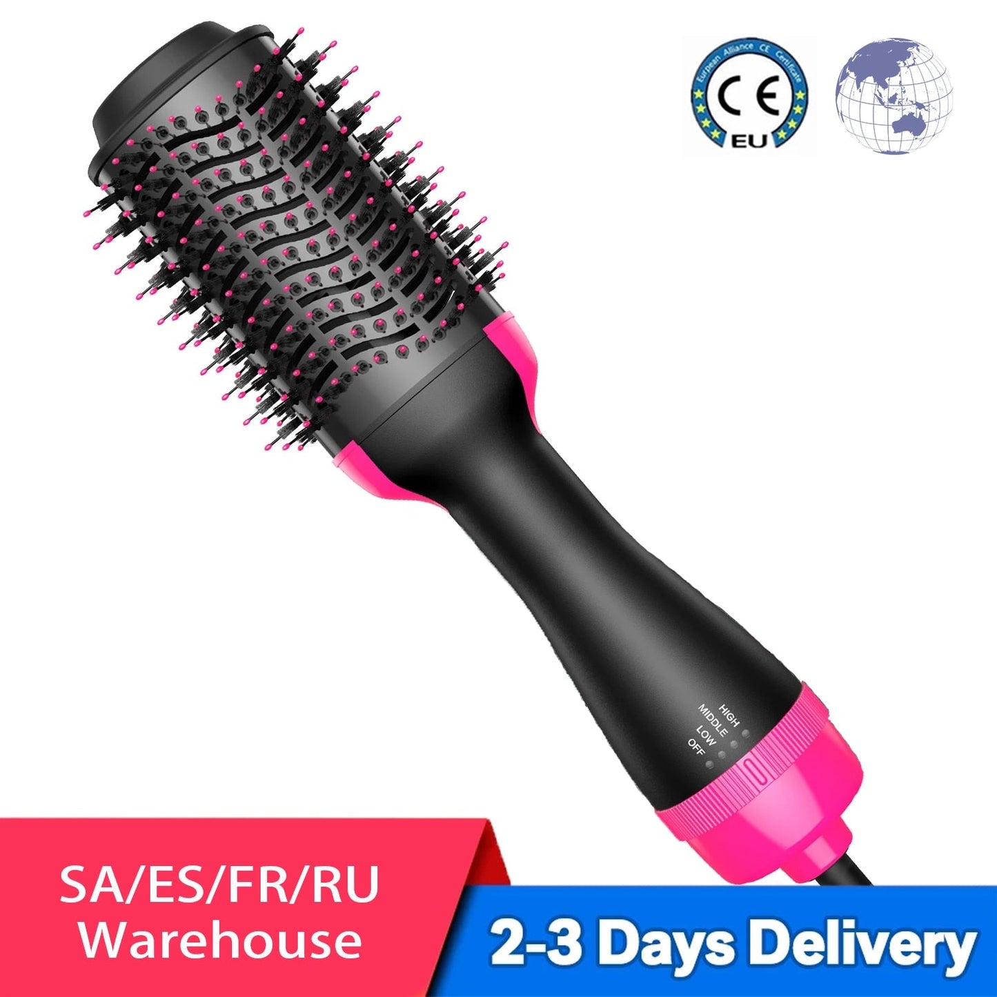 Hot Air Brush Multi-Function Hair Dryer Straightener Curler Comb One Step Professional Salon Hair Styler and Volumizer Ion Blow - Amazhona 