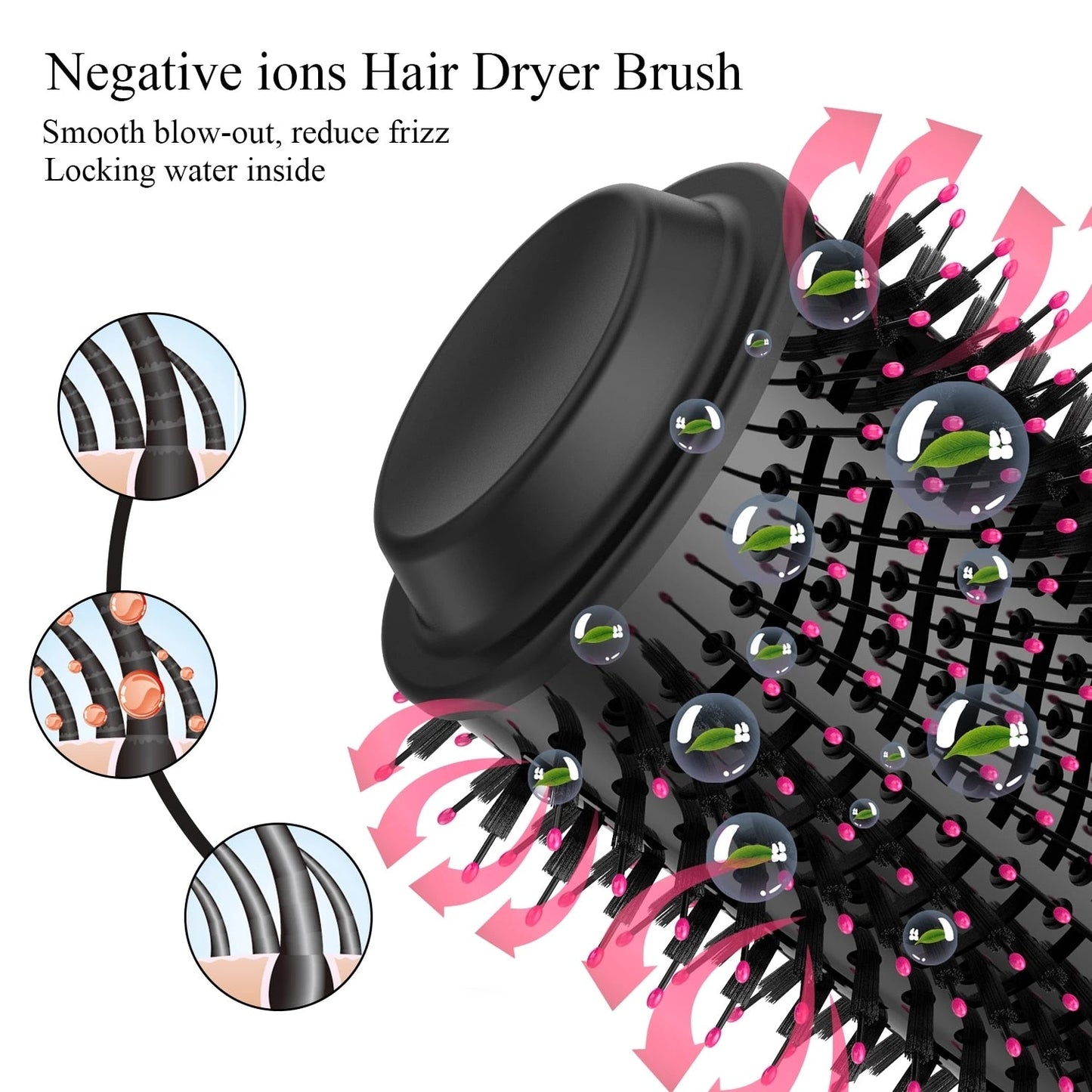 Hot Air Brush Multi-Function Hair Dryer Straightener Curler Comb One Step Professional Salon Hair Styler and Volumizer Ion Blow - Amazhona 