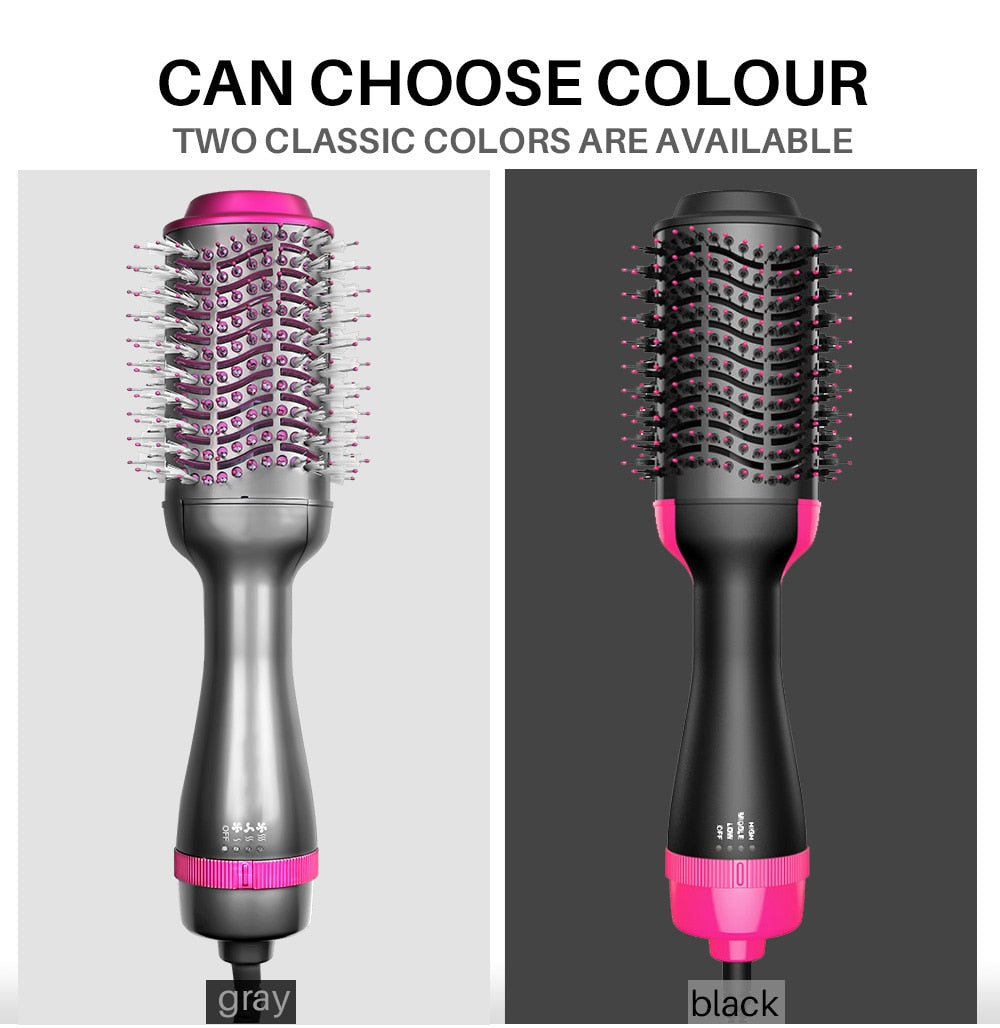 Hot Air Brush Multi-Function Hair Dryer Straightener Curler Comb One Step Professional Salon Hair Styler and Volumizer Ion Blow - Amazhona 