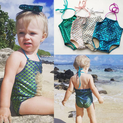 Hot Selling Mermaid One Piece Swimsuit Baby Girl Bikini New - Amazhona 