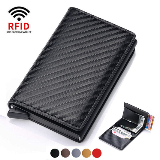 ID Credit Bank Card Holder Wallet Luxury Brand Men Anti Rfid Blocking Protected Magic Leather Slim Mini Small Money Wallets Case - Amazhona 