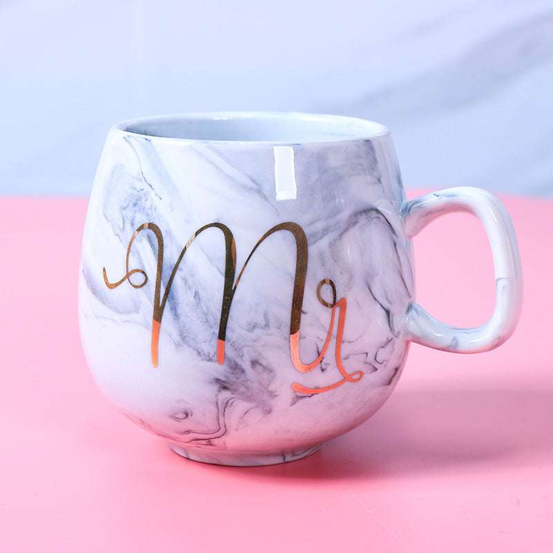 Ins Marble Pattern Couple Ceramic Cup - Amazhona 