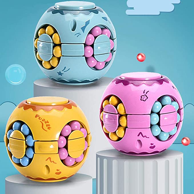 Intelligence Fingertip Checkered Educational Toys Bean Rotating Toy Relieve Stress Children Educational Toys Finger Magic Bean Burger Toy Puzzle Top Spinning Magic Bean - Amazhona 