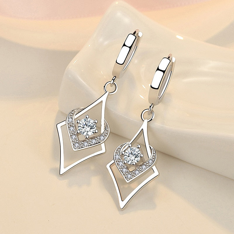 Karopel 925 Sterling Silver Earrings Jewelry High Quality Retro Simple Pattern Purple White Zircon Earrings Hot Sale - Amazhona 