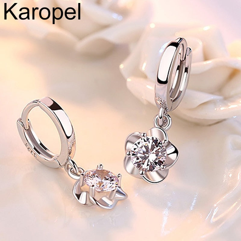 Karopel 925 Sterling Silver Earrings Jewelry High Quality Retro Simple Pattern Purple White Zircon Earrings Hot Sale - Amazhona 