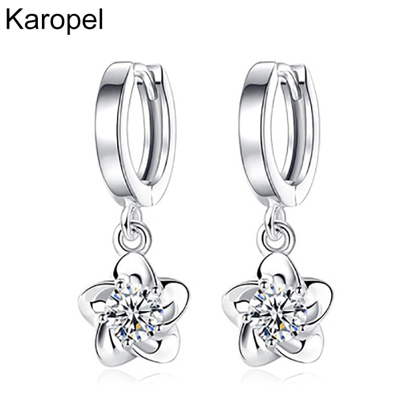 Karopel 925 Sterling Silver Earrings Jewelry High Quality Retro Simple Pattern Purple White Zircon Earrings Hot Sale - Amazhona 