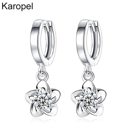 Karopel 925 Sterling Silver Earrings Jewelry High Quality Retro Simple Pattern Purple White Zircon Earrings Hot Sale - Amazhona 