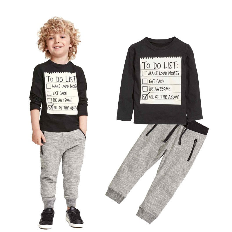 Kids Boys Clothing Set Baby Boy Casual Clothes 2021 Spring Autumn Ccotton Long Sleeves T-shirt  Pants 2pcs Suit For 3-7 Years - Amazhona 