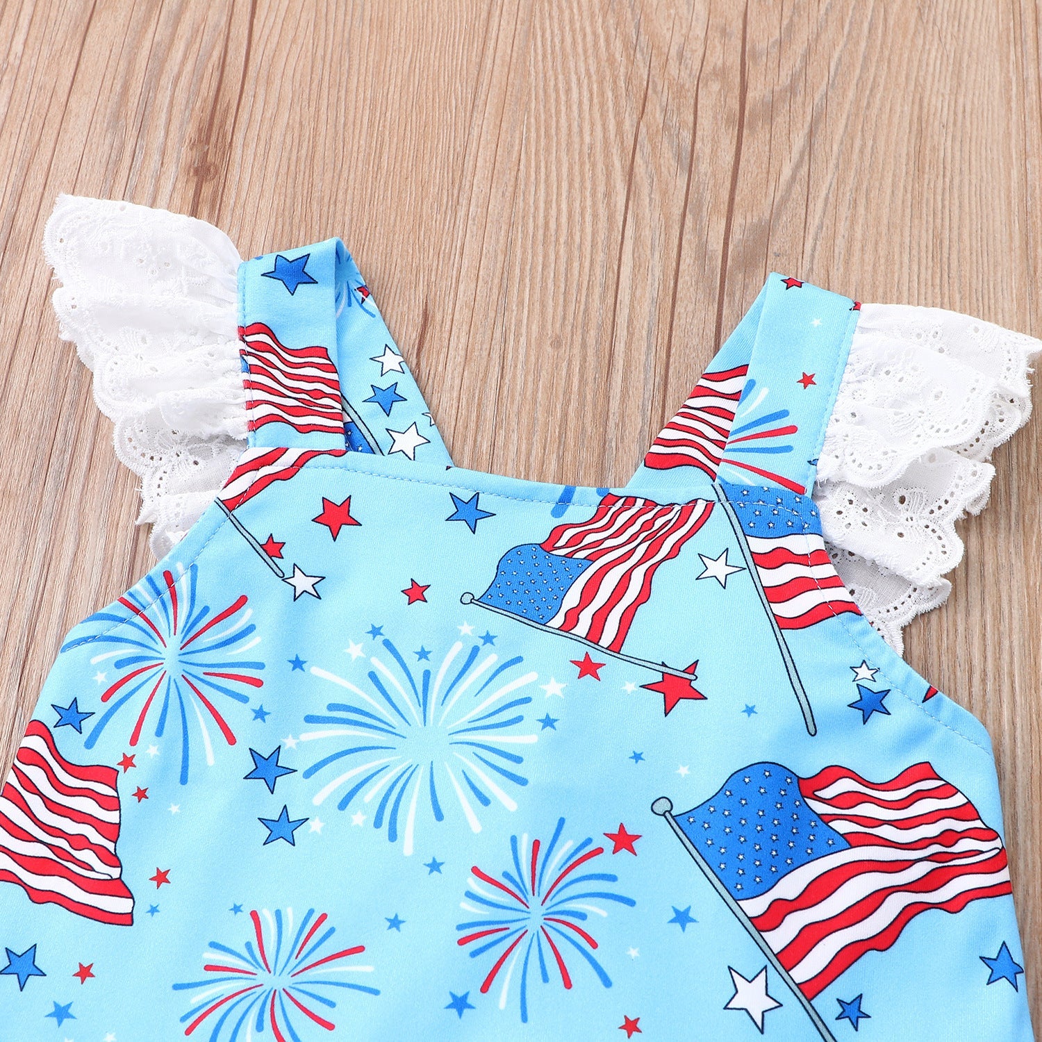 Kids Summer Sleeveless Firework Flag Dress - Amazhona 