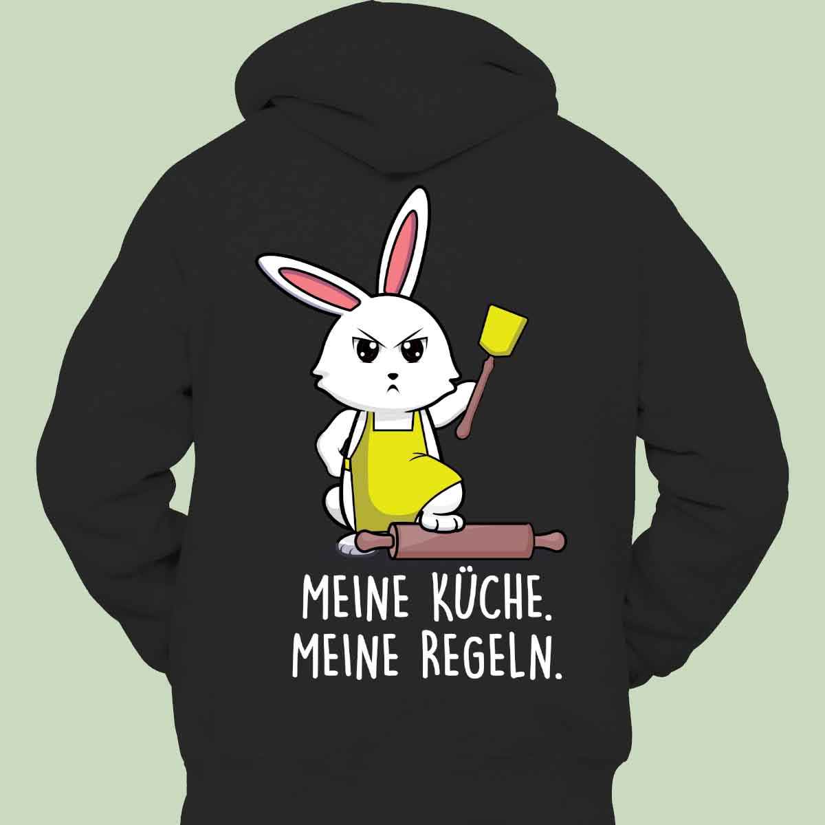 Kitchen Rabbit Hoodie Unisex Back Print - Amazhona 