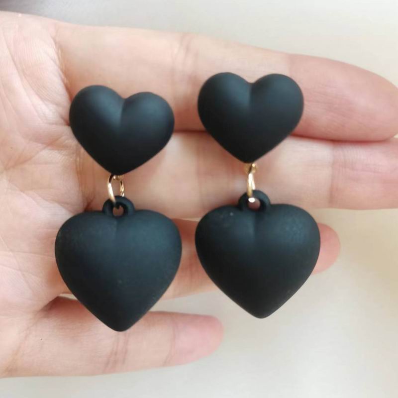 Korean Black Bowknot Heart Statement Dangle Earrings For Women Fashion Temperament Bijoux Orecchini Donna - Amazhona 