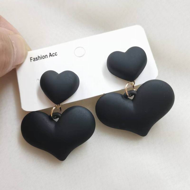 Korean Black Bowknot Heart Statement Dangle Earrings For Women Fashion Temperament Bijoux Orecchini Donna - Amazhona 