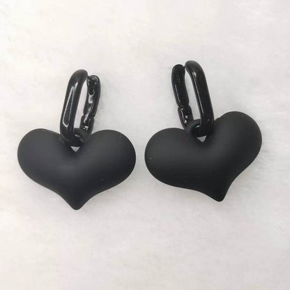 Korean Black Bowknot Heart Statement Dangle Earrings For Women Fashion Temperament Bijoux Orecchini Donna - Amazhona 