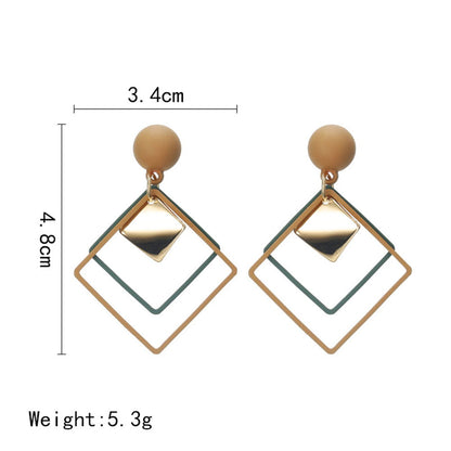 Korean Elegant Long Hanging Earrings for Women Simple Hollow Hyperbole Earings Metal Triangle Jewelry Personality Drop Ear Ring - Amazhona 