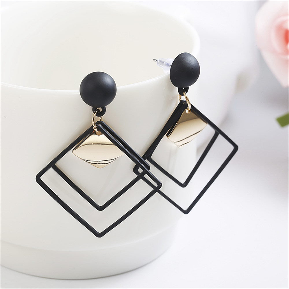 Korean Elegant Long Hanging Earrings for Women Simple Hollow Hyperbole Earings Metal Triangle Jewelry Personality Drop Ear Ring - Amazhona 