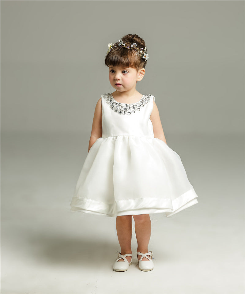 Korean girl baby baby full moon wine, birthday children's wedding dress, Princess fluffy dress - Amazhona 