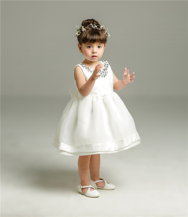 Korean girl baby baby full moon wine, birthday children's wedding dress, Princess fluffy dress - Amazhona 